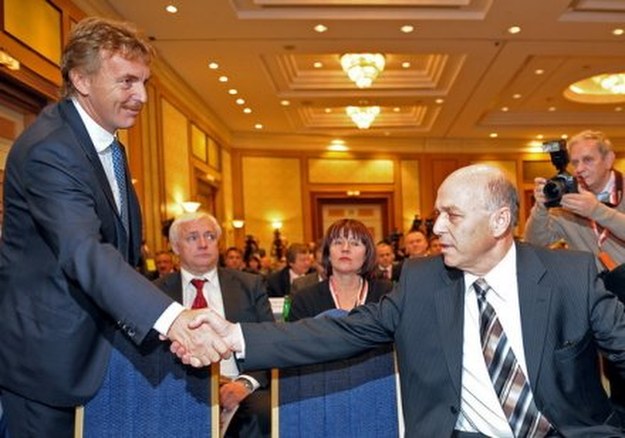 Zbigniew Boniek (z lewej) i prezez PZPN, Grzegorz Lato. &nbsp; /AFP