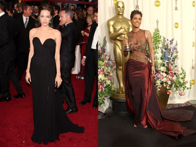 Gwiazdy uwielbiają jego suknie - na zdjęciu Angelina Jolie i Halle Berry &nbsp; /Getty Images/Flash Press Media