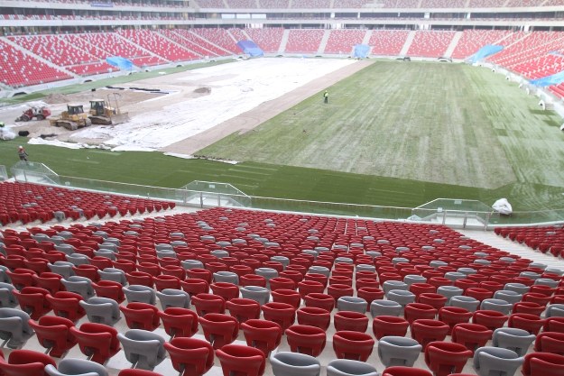 &nbsp; Układanie murawy na Stadionie Narodowym w Warszawie /Bartłomiej Zborowski /PAP