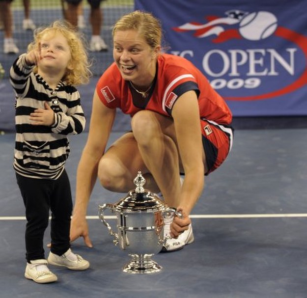 Kim Clijsters z córeczką Jadą po zwycięstwie w US Open. /AFP