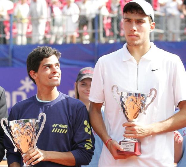 Rui Machado i Jerzy Janowicz podczas dekoracji w Poznaniu /PAP
