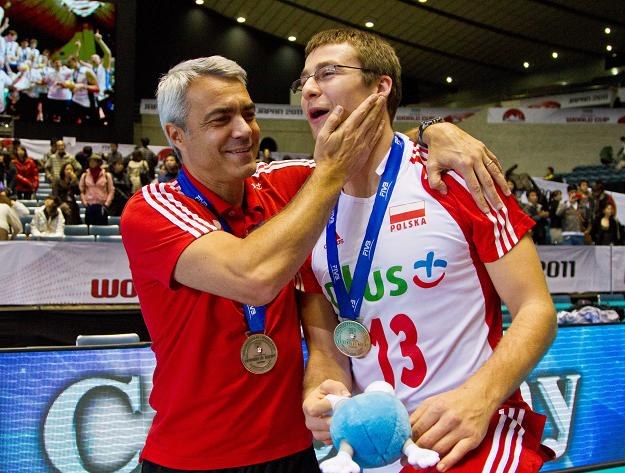 Trener reprezentacji Polski Andrea Anastasi (z lewej) i Michał Kubiak. /PAP/EPA