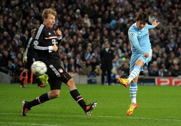 David Silva strzela gola dla Manchesteru City /PAP/EPA