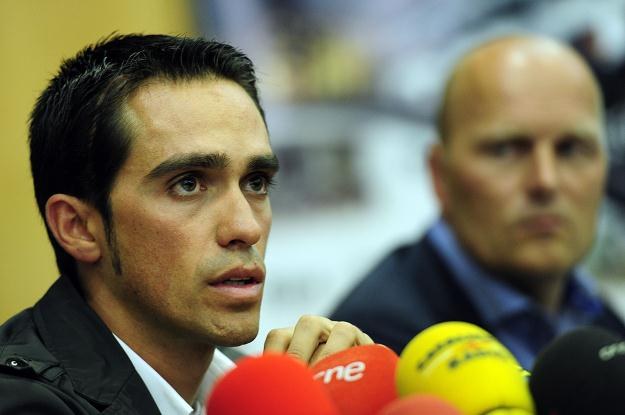 Alberto Contador na wtorkowym spotkaniu z dziennikarzami. /AFP