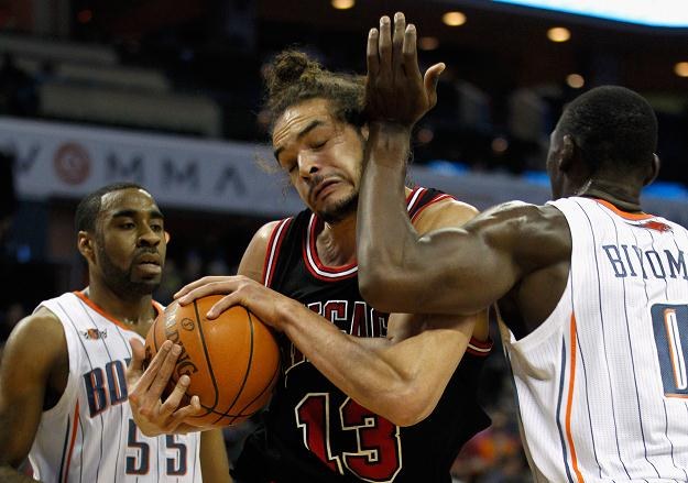 Z piłką Joakim Noah z Chicago Bulls podczas starcia z Charlotte Bobcats /AFP