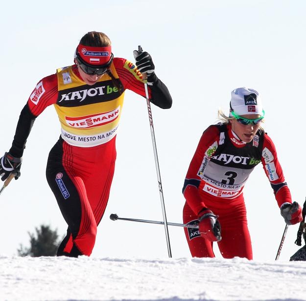 Justyna Kowalczyk na trasie biegu na 15 km techniką klasyczną. /PAP