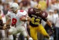 Pat Tillman (nr 42) w barwach uczelni Arizona State w meczu Rose Bowl/Fot. Mike Powell
