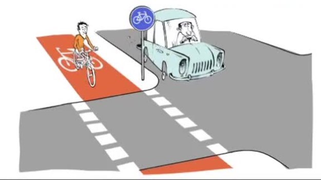 Zmiany w kodeksie drogowym - najważniejszą z nich jest zasada, że cyklista jadący prosto ścieżką rowerową ma pierwszeństwo przed skręcającym samochodem.
