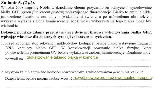 Matura 2010: Rozwiązania zadań z biologii - p. rozszerzony /