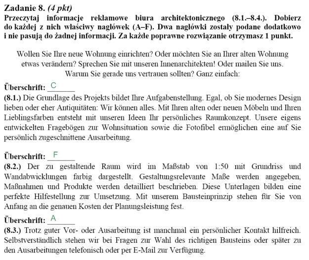 Matura 2010: Rozwiązania zadań z j. niemieckiego - p. rozszerzony /