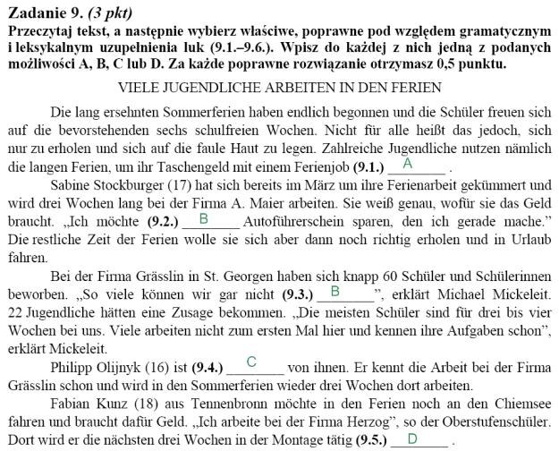 Matura 2010: Rozwiązania zadań z j. niemieckiego - p. rozszerzony /