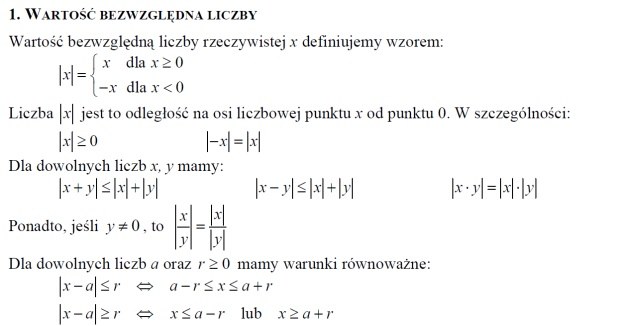 Przydatne wzory matematyczne (część I) /