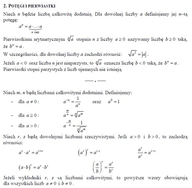 Przydatne wzory matematyczne (część I) /