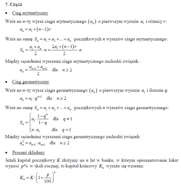 Przydatne wzory matematyczne (część I) /