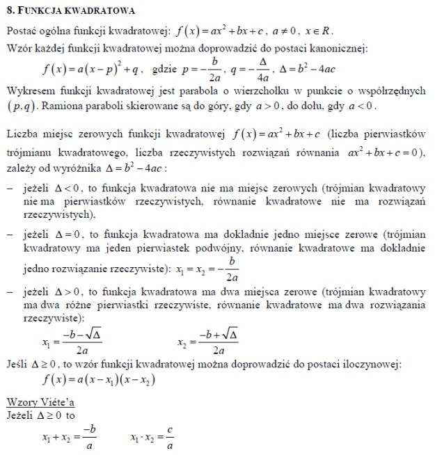 Przydatne wzory matematyczne (część I) /