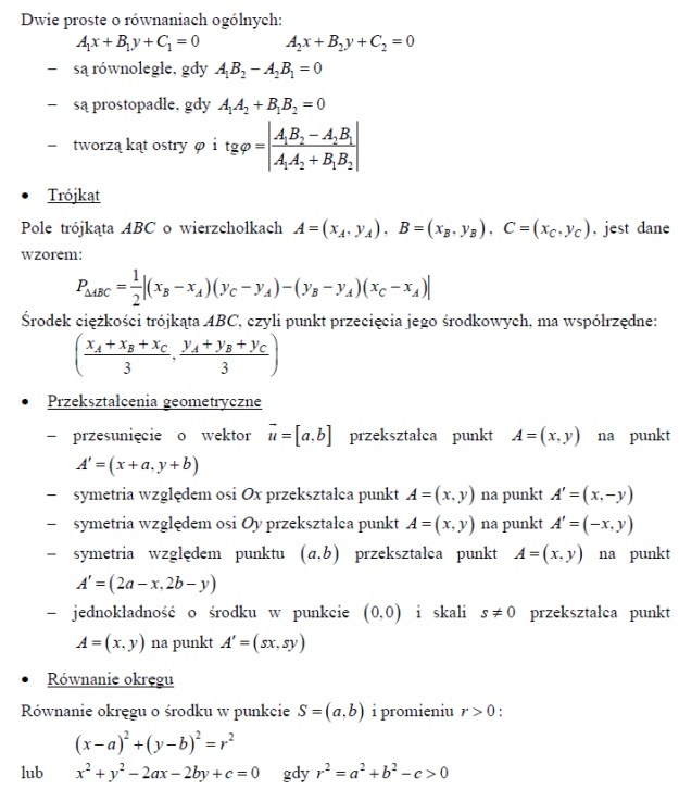 Przydatne wzory matematyczne (część I) /