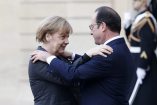 Kanclerz Niemiec Angela Merkel (po lewej) i prezydent Francji Francois Hollande (po prawej)