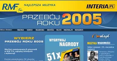 Wybierz Przebój Roku 2005 Muzyka w INTERIA PL