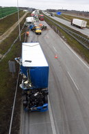 Miejsce wypadku na autostradzie A1 w kierunku Katowic, między węzłami Łódź Północ i Brzeziny