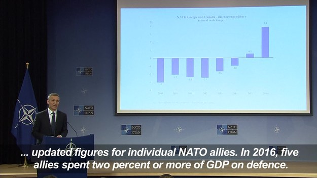 Sekretarz Generalny NATO wzywa kraj członkowskie do zwiększenia nakładów finansowych na wojsko.