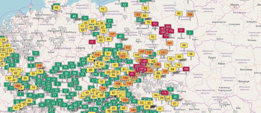 Uruchomiono interaktywną mapę jakości powietrza w Europie