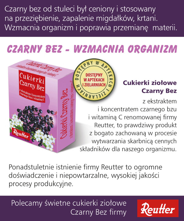 POLECAMY CUKIERKI ZIOŁOWE CZARNY BEZ - Reutter /materiały prasowe /materiały prasowe