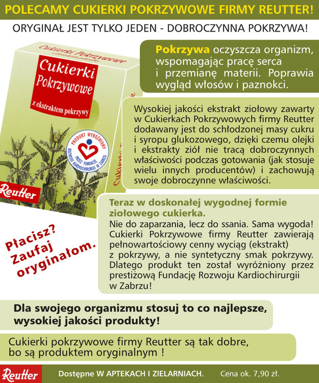 POLECAMY CUKIERKI POKRZYWOWE - Reutter /materiały prasowe /materiały prasowe