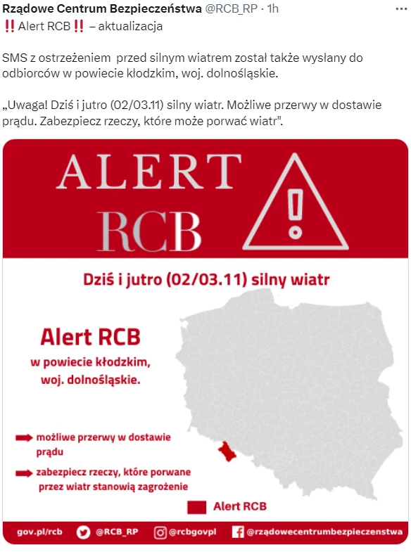 Alert RCB Ostrzeżenie dla trzech województw Wydarzenia w INTERIA PL