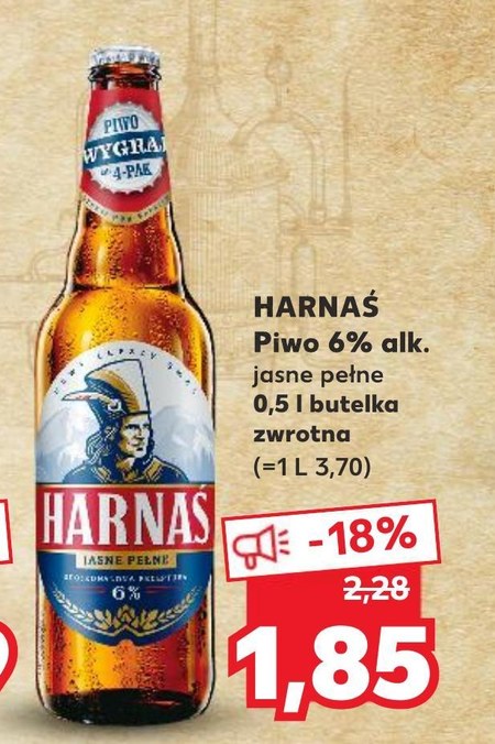 Harnaś Piwo jasne pełne 500 ml 18 TANIEJ promocja Kaufland Ding pl