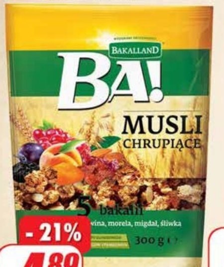 Bakalland Ba Musli chrupiące 5 bakalii 300 g 20 TANIEJ promocja