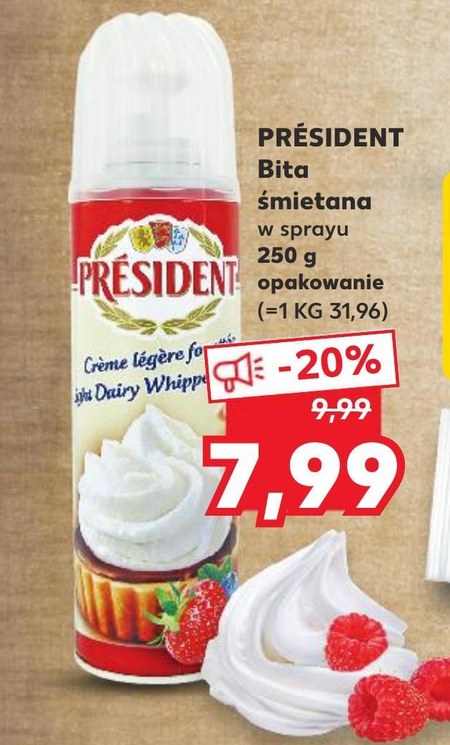 Bita śmietana President 20 TANIEJ promocja Kaufland Ding pl