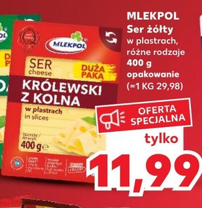 Archiwum Mlekpol Ser królewski z Kolna w plastrach 400 g Kaufland