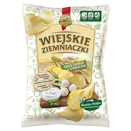 Wiejskie Ziemniaczki Chipsy ziemniaczane śmietanka z cebulką 130 g