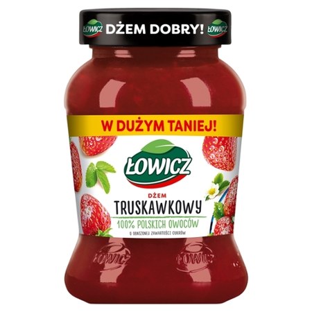 Łowicz Dżem truskawkowy o obniżonej zawartości cukrów 450 g promocja