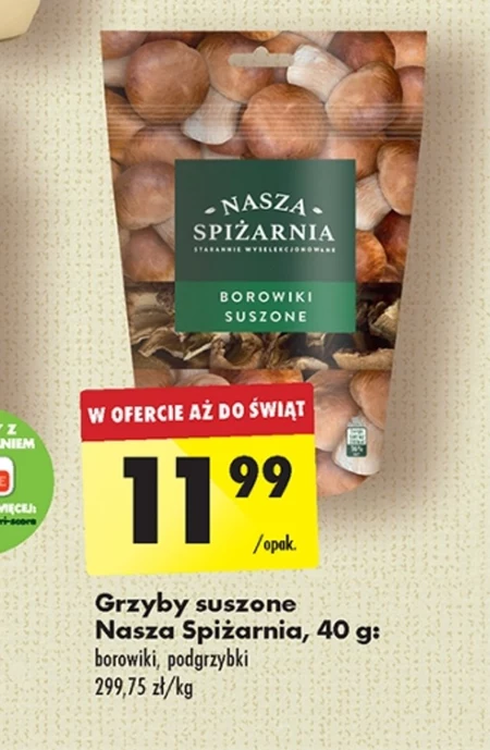 Grzyby suszone Nasza Spiżarnia promocja Biedronka Ding pl