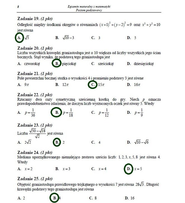 Matura 2013. Arkusze i rozwiązania z matematyki - poziom podstawowy Arkusz /INTERIA.PL