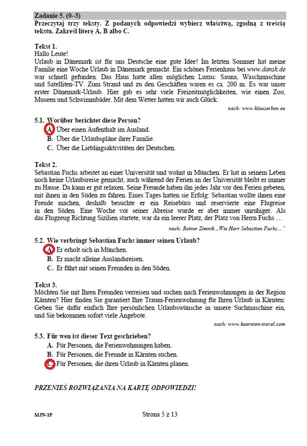 Matura 2015: Język niemiecki. Arkusze i odpowiedzi dla liceum CKE /