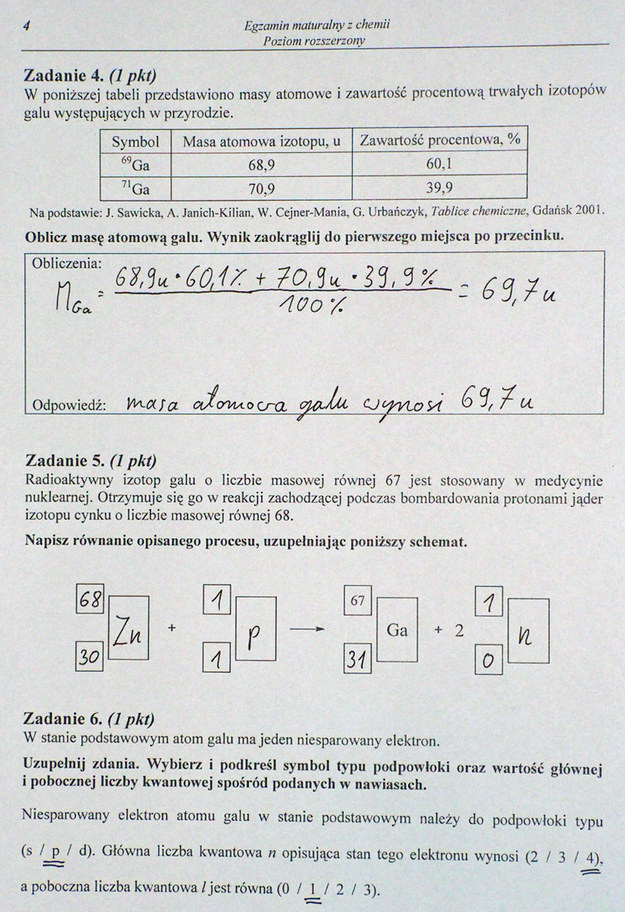 Matura 2014. Egzamin z chemii na poziomie rozszerzonym. Arkusz i odpowiedzi Matura 2014. Egzamin z chemii na poziomie rozszerzonym. Arkusz i odpowiedzi /INTERIA.PL