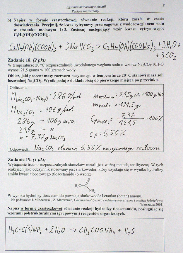 Matura 2014. Egzamin z chemii na poziomie rozszerzonym. Arkusz i odpowiedzi Matura 2014. Egzamin z chemii na poziomie rozszerzonym. Arkusz i odpowiedzi /INTERIA.PL