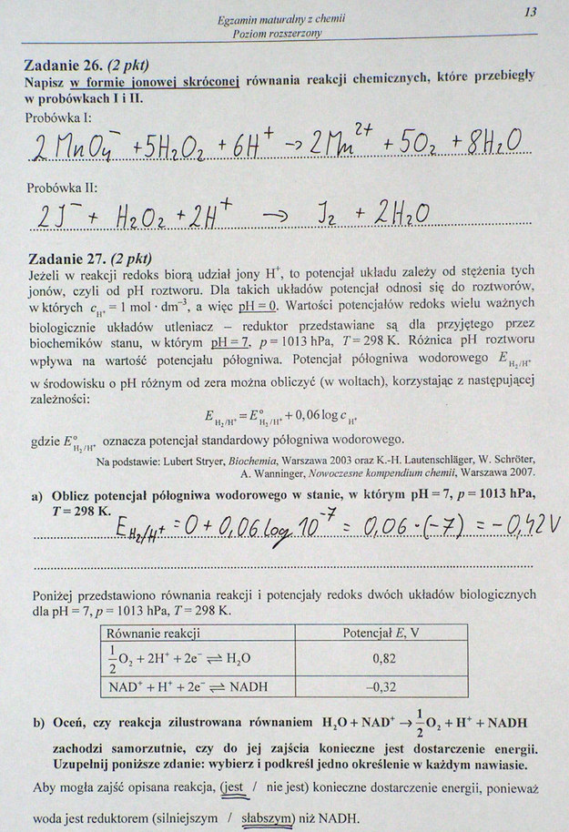 Matura 2014. Egzamin z chemii na poziomie rozszerzonym. Arkusz i odpowiedzi Matura 2014. Egzamin z chemii na poziomie rozszerzonym. Arkusz i odpowiedzi /INTERIA.PL