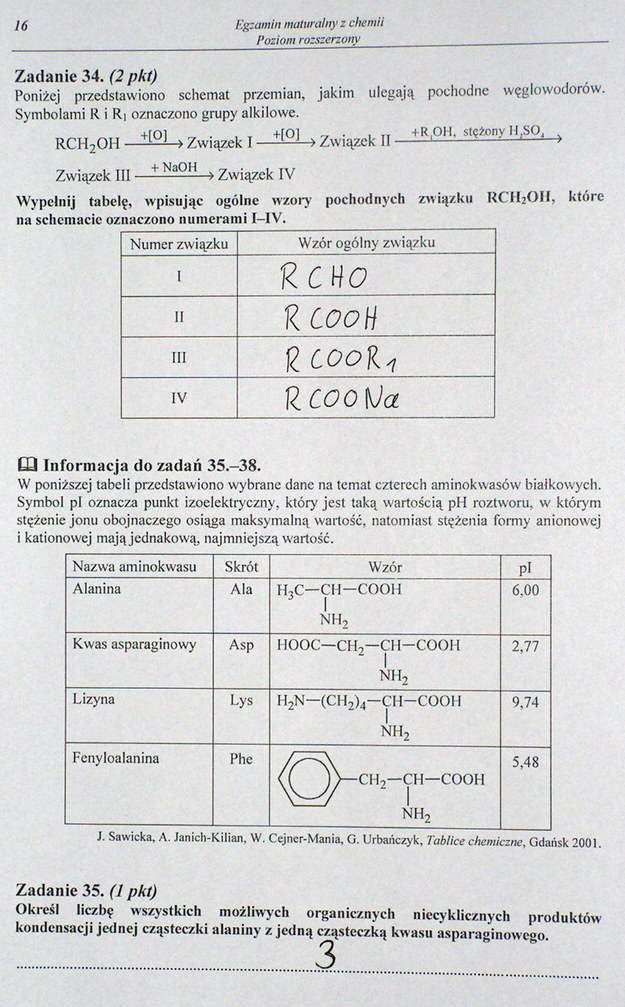 Matura 2014. Egzamin z chemii na poziomie rozszerzonym. Arkusz i odpowiedzi Matura 2014. Egzamin z chemii na poziomie rozszerzonym. Arkusz i odpowiedzi /INTERIA.PL