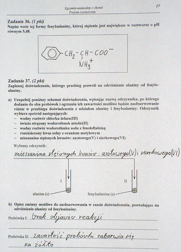 Matura 2014. Egzamin z chemii na poziomie rozszerzonym. Arkusz i odpowiedzi Matura 2014. Egzamin z chemii na poziomie rozszerzonym. Arkusz i odpowiedzi /INTERIA.PL