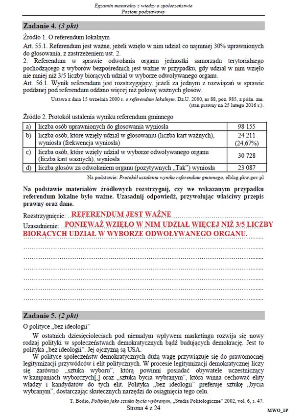 Matura 2016: Wiedza o społeczeństwie, poziom podstawowy Matura 2016: WOS, poziom podstawowy /INTERIA.PL