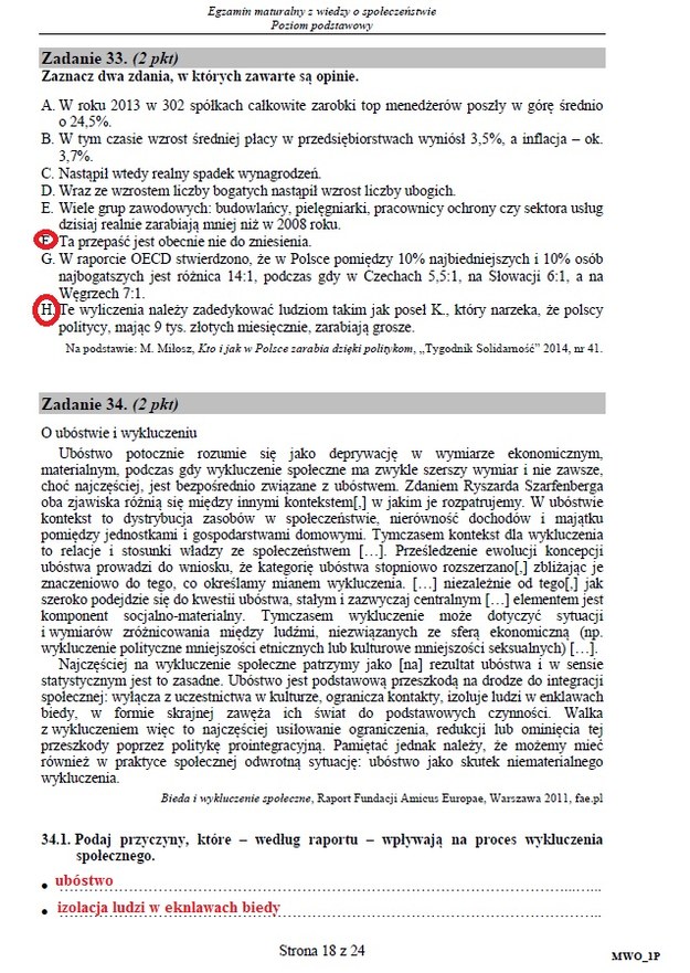 Matura 2016: Wiedza o społeczeństwie, poziom podstawowy Matura 2016: WOS, poziom podstawowy /INTERIA.PL