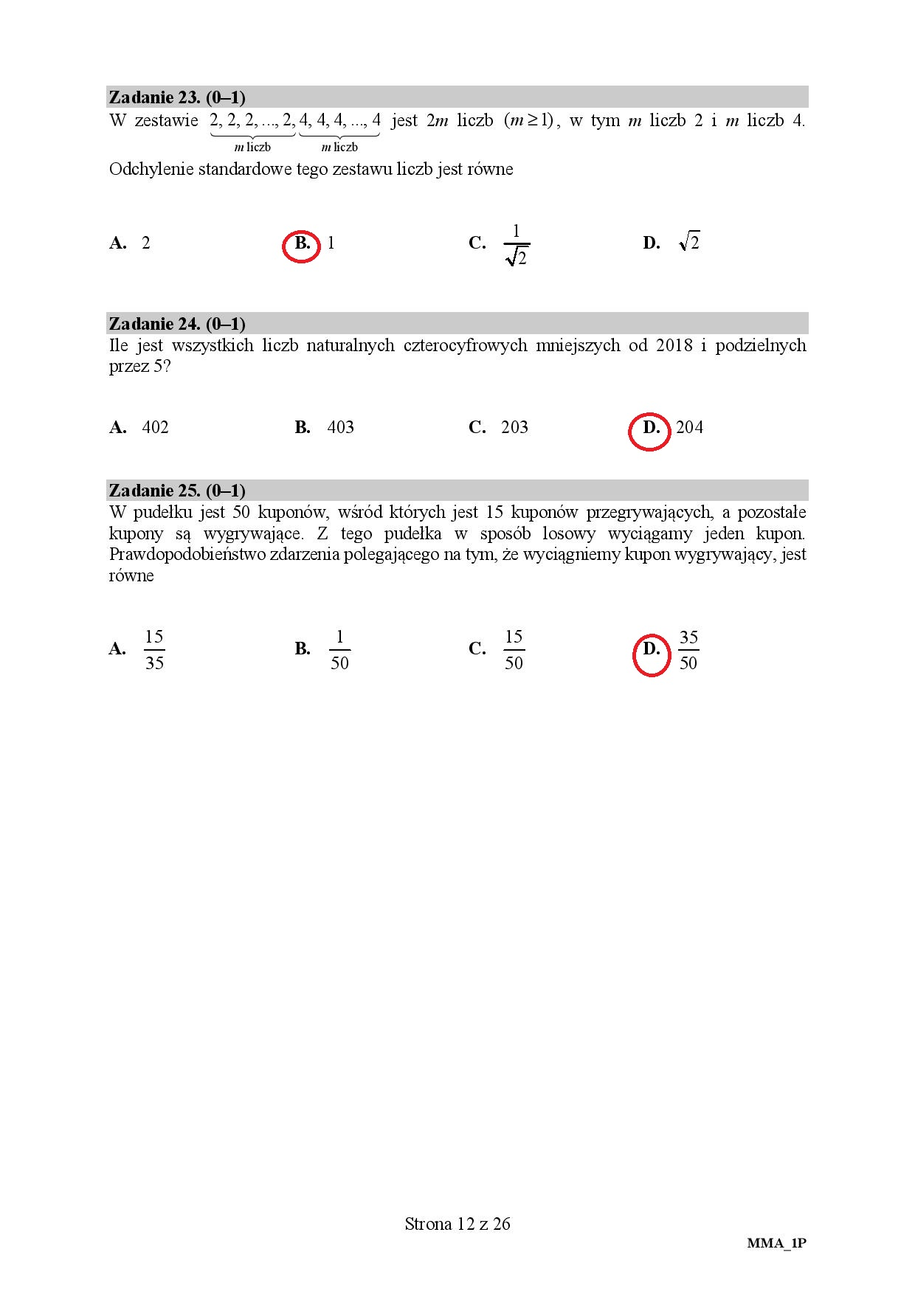 Matematyka Matura Poziom Podstawowy 2018 Matura 2018. Matematyka, poziom podstawowy [ARKUSZE I ODPOWIEDZI