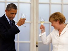 Obama i Merkel na kolacji