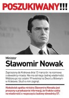 Plakat: Zaginął minister Nowak! Jest poszukiwany!