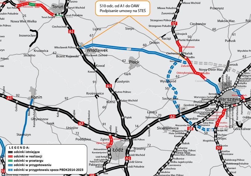 Droga ekspresowa S10 połączy Włocławek z Warszawą GDDKiA podpisała