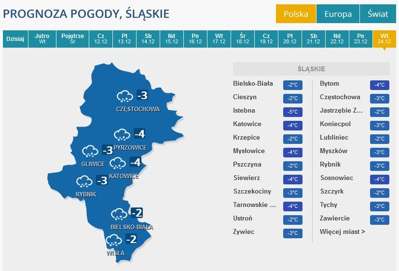 Szczeg Owa Prognoza Pogody Na Wigili Pogoda W Interia Pl