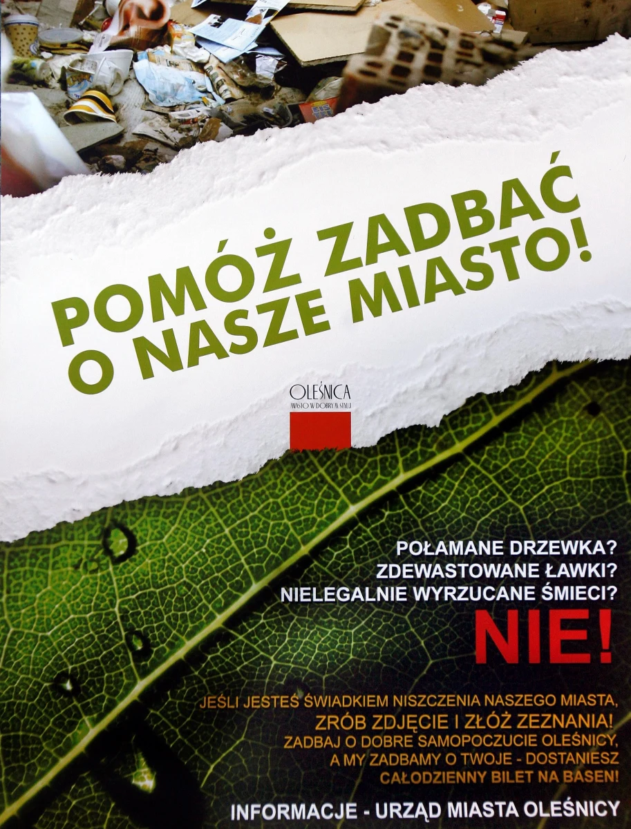 W dolnośląskiej Oleśnicy nie sprawdził się system "nagradzania za donosy". Burmistrz Oleśnicy w zamian za informacje o dzikich wysypiskach chciał fundować mieszkańcom całodziennym biletem do Aquaparku.  Jednak to, co władzy wydawało się dobre, ludzie ocenili źle. W ciągu dwóch lat zgłosiły się tylko dwie osoby.
